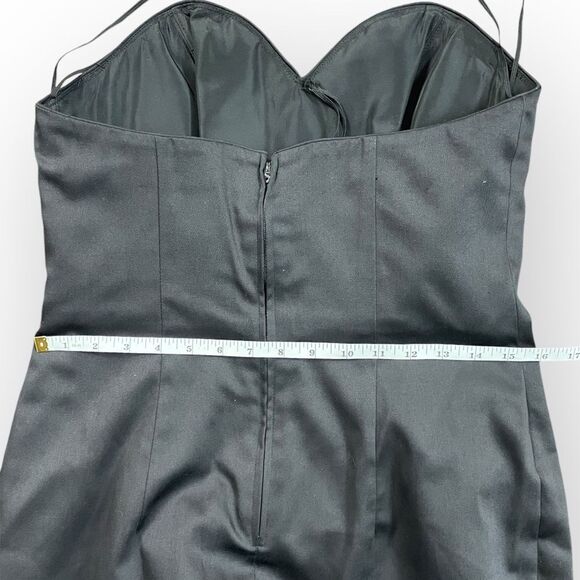 Vintage Black strapless dress, sz 12. Gold accents sweetheart retro prom formal - Picture 7 of 16